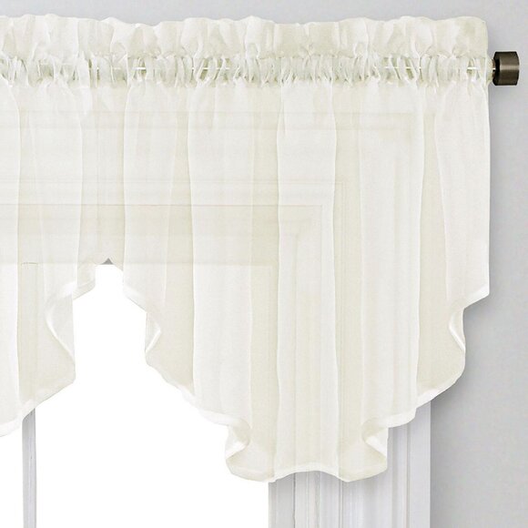 NEW Regal Home Voile Solid Rod Pocket Ascot Valance Ivory White 54" x 20" - Picture 2 of 7
